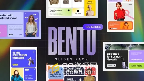 Bento风格卡片式布局现代演示设计Figma演示文稿视频AE模板