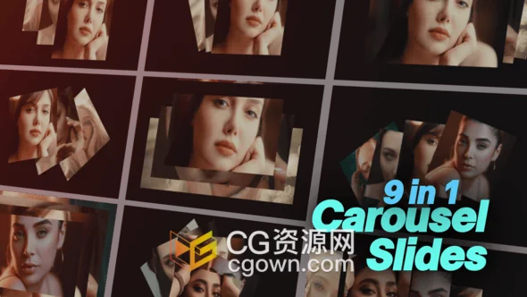 照片展示动画轮播幻灯片AE模板+背景音乐