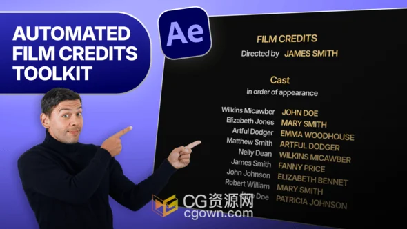 创建电影电视剧影片开头结尾滚动字幕动画AE模板-CG资源网 创建电影电视剧影片开头结尾滚动字幕动画AE模板