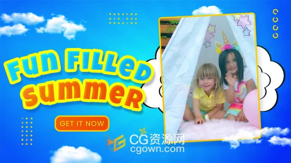 儿童夏令营宣传介绍幻灯片视频动画AE模板