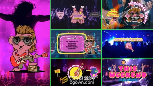 摇滚音乐节现场演唱会演出活动宣传视频-AE模板