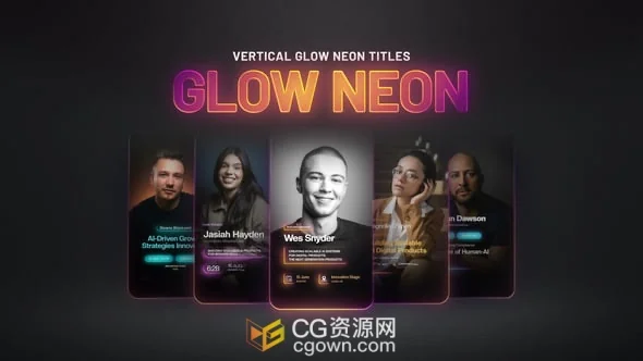 10组霓虹灯光UI设计演讲者介绍文字标题动画AE模板