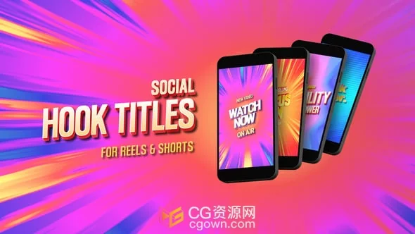 4组卡通动画设计文字标题短视频AE模板