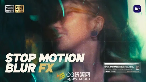 停格动画风格运动模糊效果视觉特效AE模板