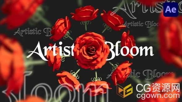 3D花朵盛开花瓣动画视频片头AE模板+背景音乐