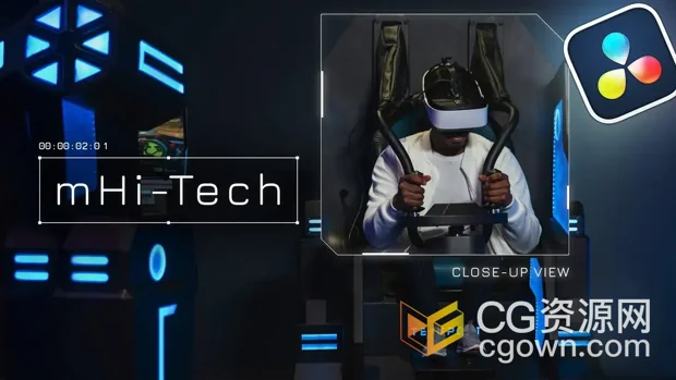 DR达芬奇插件-未来风格高科技数字化HUD标题元素特效动画