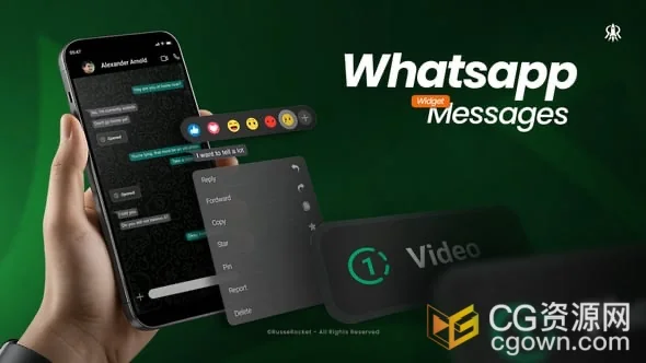 手机聊天对话UI动画视频AE模板WhatsApp Messages