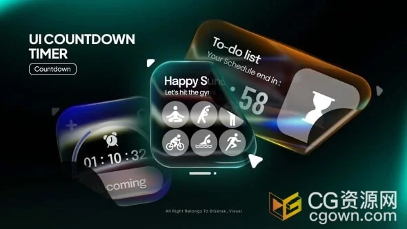 小组件设计界面倒计时器UI动画AE模板Countdown Timer