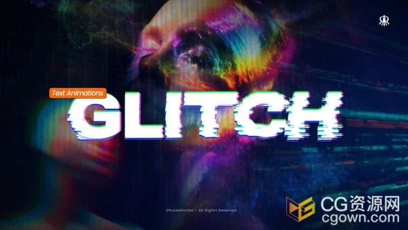 AE模板制作故障特效文字动画标题Glitch Text Animations