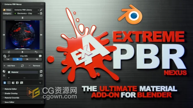 Extreme PBR Nexus 2k v4.2.1011 Blender插件包含1800多种材质预设库