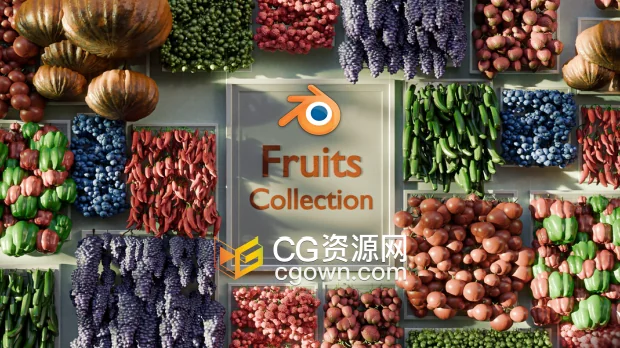 Fruits Collection Blender资产20组低多边形水果3D模型