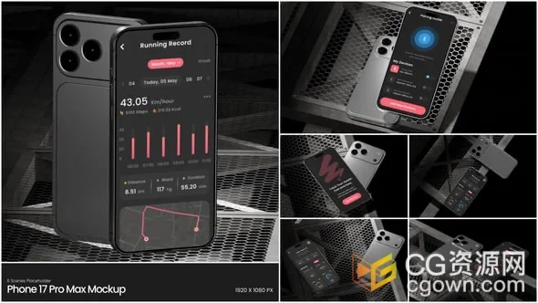 iPhone 17 Pro Max模型场景动画展示APP介绍视频AE模板