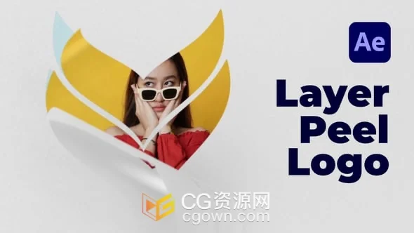 照片翻页层层剥离动画演绎LOGO视频片头AE模板
