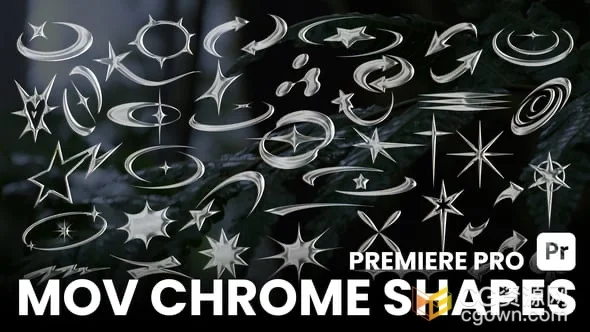 Chrome风格元素动画星星箭头戒指闪光动态图形-PR模板