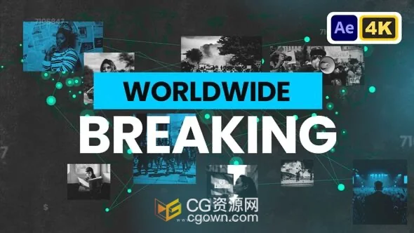 突发新闻介绍开场视频片头动画AE模板+背景音乐