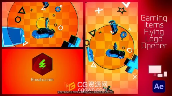 玩具物品飞行游戏宣传视频片头动画AE模板+背景音乐