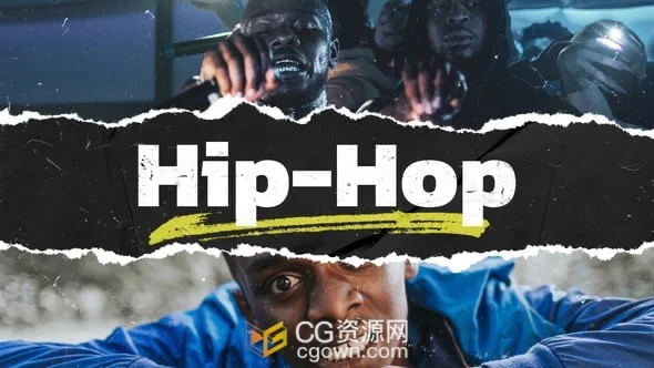 Hip-Hop嘻哈前奏开场动感视频片头AE模板+背景音乐