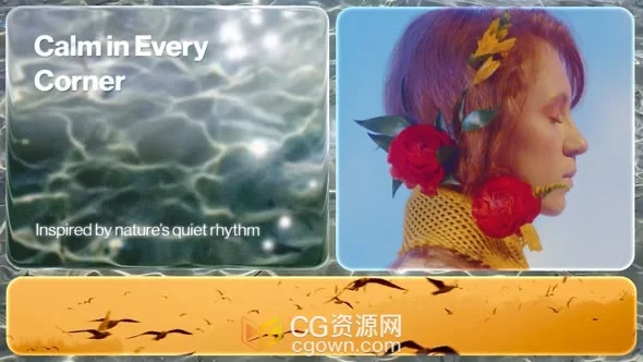 圆润液态玻璃分屏动画效果介绍视频AE模板+背景音乐
