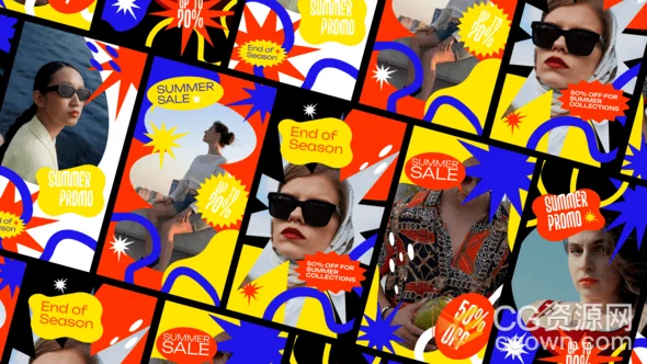 色彩斑斓推广夏季活动社交媒体短视频动画AE模板