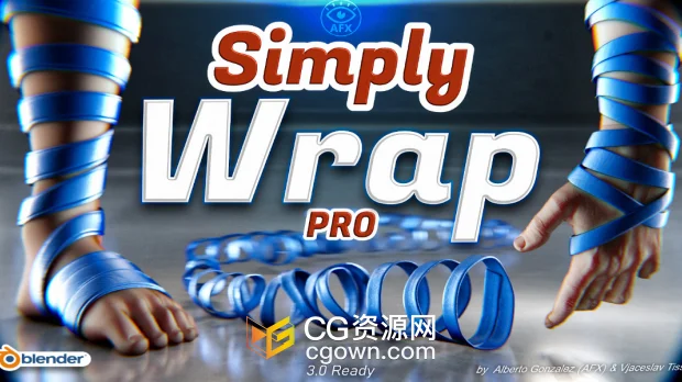 Blender插件Simply Wrap Pro v2.5.1绳子绸带样条线缠绕