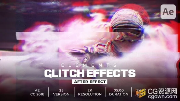25种故障动画画成生成效果模板预设包AE脚本Glitch Effects
