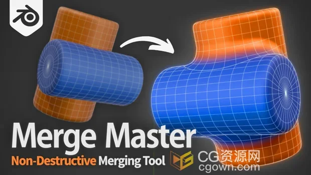 Blender插件Merge Master V1.1.0非破坏性网格粘合模型融合-CG资源网 Blender插件Merge Master V1.1.0非破坏性网格粘合模型融合