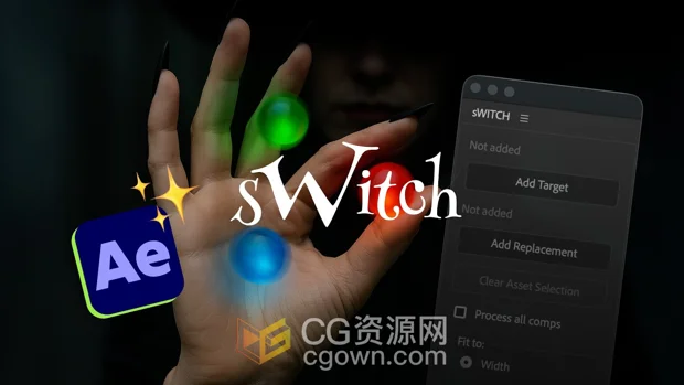 AE脚本sWITCH v1.0.0项目素材合成等比例替换工具