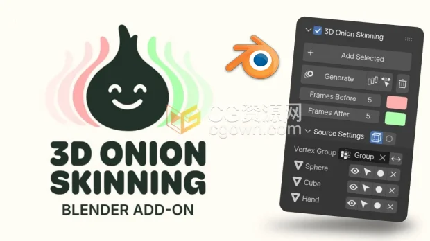 Blender插件3D Onion Skinning v0.21.3三维可视化洋葱皮效果+视频教程-CG资源网 Blender插件3D Onion Skinning v0.21.3三维可视化洋葱皮效果+视频教程