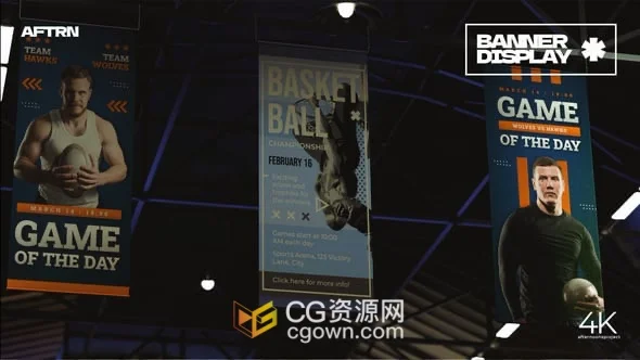 悬挂式横幅广告牌媒体品牌推广人物介绍动画视频AE模板+背景音乐