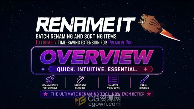 PR脚本Rename It! 2.0.5批量重命名排序归类整理工具+视频教程