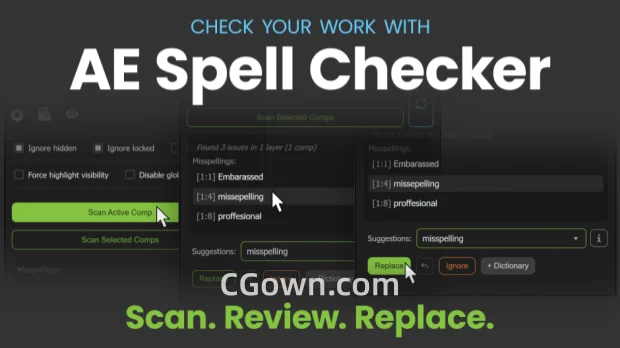 AE脚本AE Spell Checker 2.0.0文本图层拼写纠错工具-CG资源网 AE脚本AE Spell Checker 2.0.0文本图层拼写纠错工具