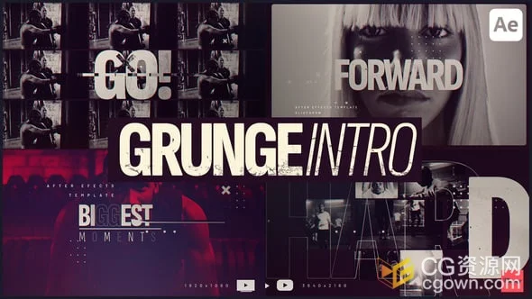 Grunge音乐风格开场视频片头动画AE模板+背景音乐-CG资源网 Grunge音乐风格开场视频片头动画AE模板+背景音乐