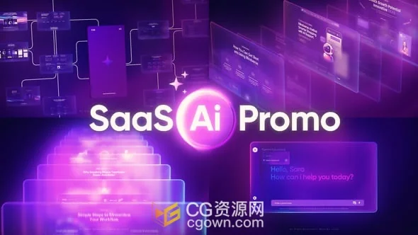 AI SaaS产品推广宣传视频动画AE模板+背景音乐