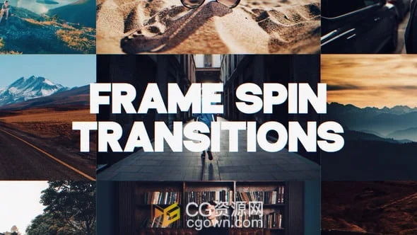 视频画面帧旋转动画转场效果AE模板Frame Spin Transitions