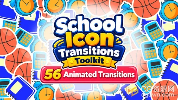 学校主题贴纸图标元素动画视频转场效果-AE模板-CG资源网 学校主题贴纸图标元素动画视频转场效果-AE模板