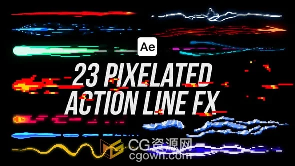 23组8-bit像素风格线条特效元素效果-AE模板-CG资源网 23组8-bit像素风格线条特效元素效果-AE模板