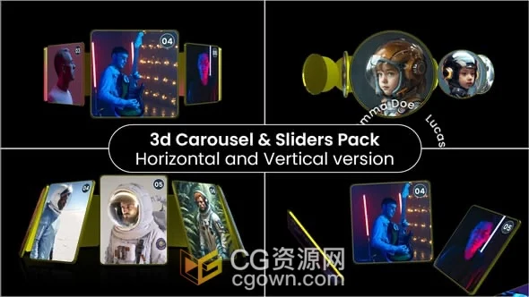 3D轮播照片幻灯片动画AE模板+背景音乐-CG资源网 3D轮播照片幻灯片动画AE模板+背景音乐