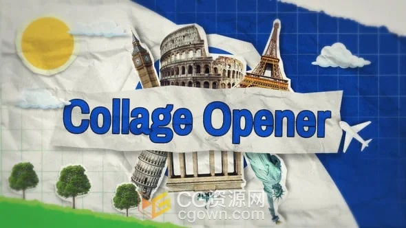 复古拼贴定格风格AE开场片头模板+背景音乐-CG资源网 复古拼贴定格风格AE开场片头模板+背景音乐