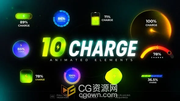 快速充电百分比进度交互UI图形动画视频-AE模板-CG资源网 快速充电百分比进度交互UI图形动画视频-AE模板