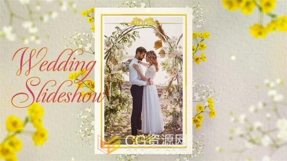 唯美花卉婚礼电子请柬浪漫相册幻灯片AE模板+背景音乐