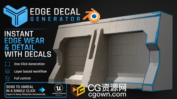 Blender插件Edge Decal Generator 1.2.1边缘贴花生成器